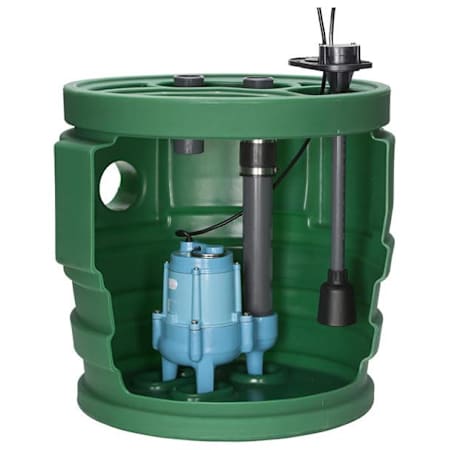 Little Giant 9JP2V2D - Pit Plus Jr. 4/10 HP Premium Simplex Sewage System with ECM Switch (2" Vent, 2" Discharge) N/A