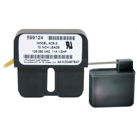 Little Giant 125-250 VAC, 11A, 1/3 HP Auxiliary Condensate Safety Switch with 72" Lead Wires Gray