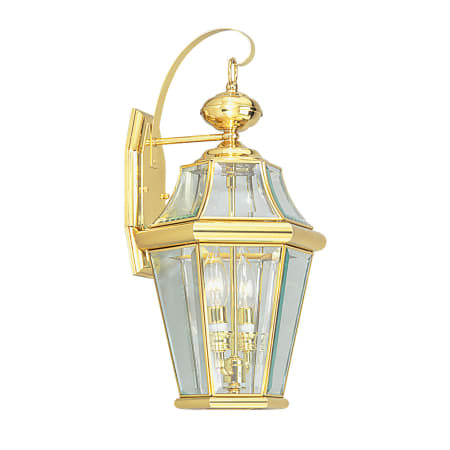 Livex Lighting Georgetown 2 Light 20-3/4" Tall Outdoor Wall Sconce with Clear Glass Shade Polished Brass