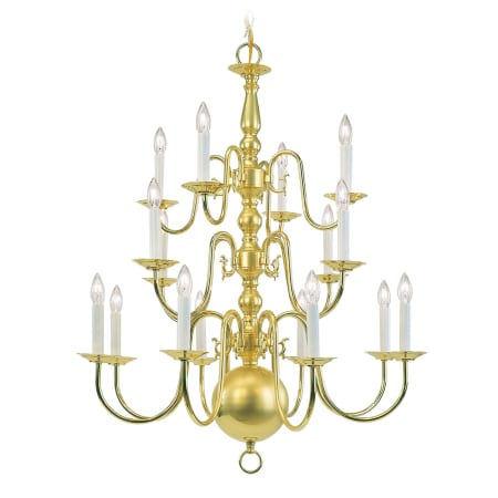 Livex Lighting Williamsburg 16 Light 3 Tier Chandelier Polished Brass