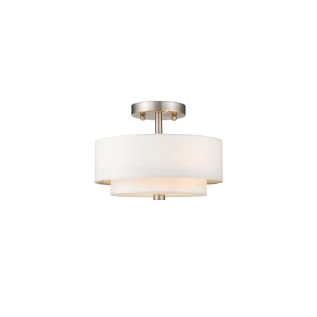 Livex Lighting Meridian 2 Light 11" Wide Semi-Flush Drum Ceiling Fixture Brushed Nickel