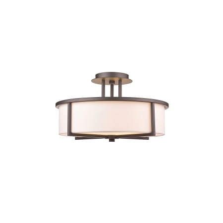 Livex Lighting Wesley 3 Light 16" Wide Semi-Flush Drum Ceiling Fixture Bronze