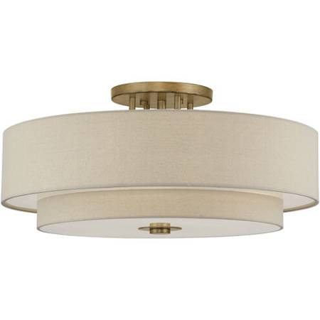 Livex Lighting 6 Light Extra Large Semi-Flush Chandelier Antique Gold Leaf