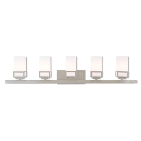 Livex Lighting Harding 5 Light 42-1/2" Wide Bathroom Vanity Light with Glass Shades Brushed Nickel