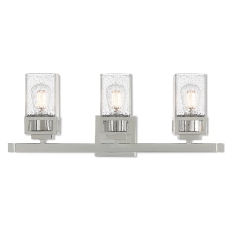 Livex Lighting Harding 3 Light 23-7/8" Wide Bathroom Vanity Light with Clear Seedy Glass Shades Polished Chrome