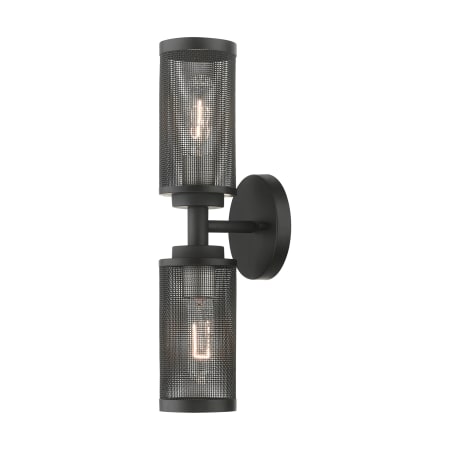 Livex Lighting Industro 2 Light 17" Tall Bathroom Sconce Black with Brushed Nickel Accents