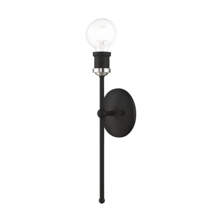 Livex Lighting Lansdale 15" Tall Commercial Wall Sconce Black / Brushed Nickel Accents