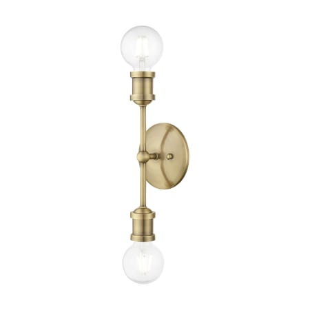 Livex Lighting Lansdale 2 Light 5" Wide Commercial Vanity Light Antique Brass