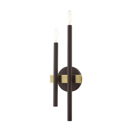 Livex Lighting Denmark 4 Light 18" Tall Wall Sconce Bronze with Antique Brass Accents