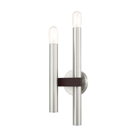 Livex Lighting Helsinki 2 Light 18" Tall Wall Sconce Brushed Nickel with Bronze Accents