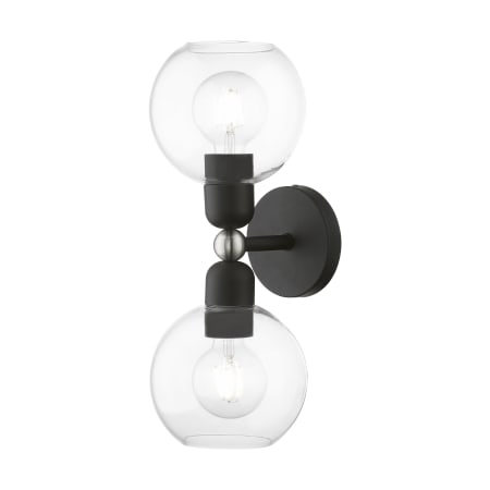 Livex Lighting Downtown 2 Light 7" Wide Commercial Vanity Light Black / Brushed Nickel Accents