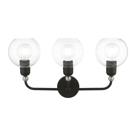 Livex Lighting Downtown 3 Light 24" Wide Commercial Vanity Light Black / Brushed Nickel Accents