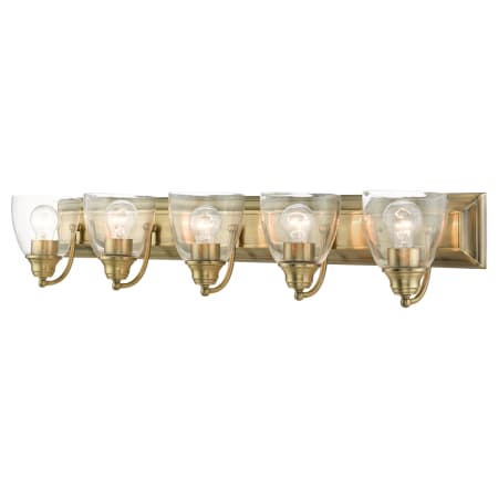 Livex Lighting Birmingham 5 Light 36" Wide Bathroom Vanity Light Antique Brass