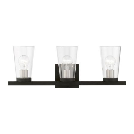 Livex Lighting Cityview 3 Light 23" Wide Commercial Vanity Light Black / Brushed Nickel Accents
