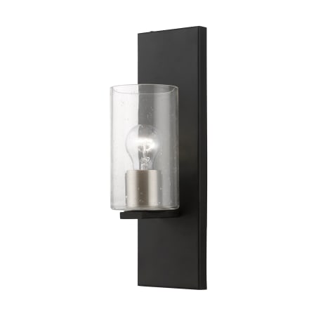 Livex Lighting Zurich 15" Tall Commercial Wall Sconce Black / Brushed Nickel Accents