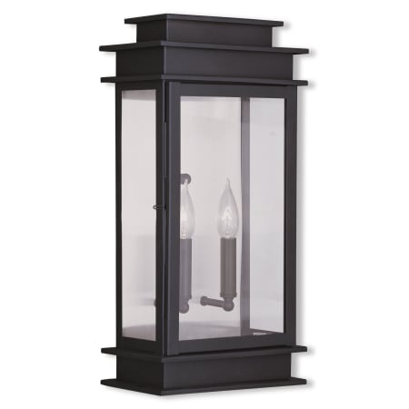 Livex Lighting Princeton 2 Light Single Outdoor Wall Sconce with Clear Glass Shades Bronze