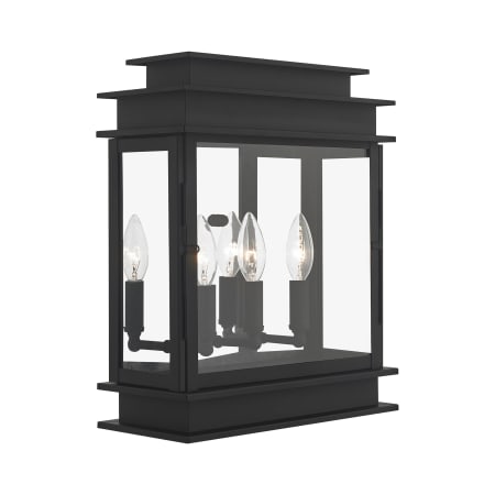 Livex Lighting Princeton 3 Light Single Outdoor Wall Sconce with Clear Glass Shades Black