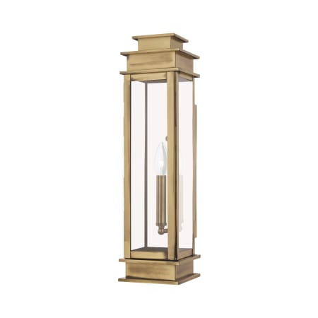 Livex Lighting Princeton 1 Light Outdoor Wall Sconce with Clear Glass Shades Antique Brass