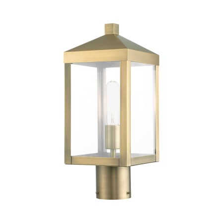 Livex Lighting Nyack Single Light 15" Tall Post Light Antique Brass