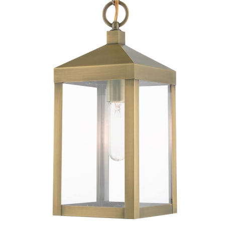 Livex Lighting Nyack Single Light 6" Wide Outdoor Mini Pendant Antique Brass