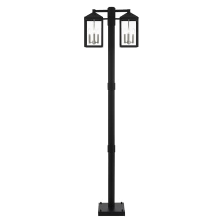 Livex Lighting Nyack 6 Light 93" Tall Post Light Black with Brushed Nickel Cluster