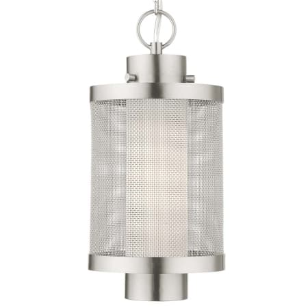Livex Lighting Nottingham Single Light 7" Wide Outdoor Cage Mini Pendant Brushed Nickel