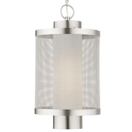 Livex Lighting Nottingham Single Light 9" Wide Outdoor Cage Mini Pendant Brushed Nickel