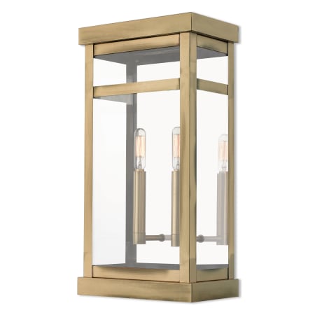 Livex Lighting Hopewell 2 Light 18" Tall Outdoor Wall Sconce with Glass Panel Shades Antique Brass