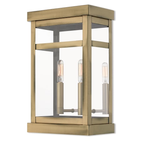 Livex Lighting Hopewell 2 Light 15" Tall Outdoor Wall Sconce with Glass Panel Shade Antique Brass