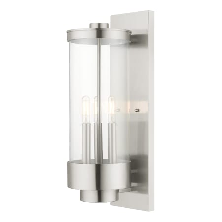 Livex Lighting Hillcrest 3 Light 21" Tall Outdoor Wall Sconce Brushed Nickel