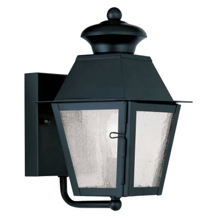 Livex Lighting Mansfield Single Light 9-1/4" Tall Outdoor Wall Sconce with Seedy Glass Shade Black