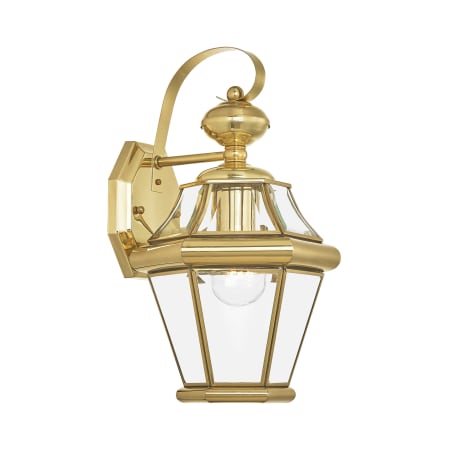 Livex Lighting Georgetown Single Light 15" Tall Outdoor Wall Sconce with Clear Glass Shade Polished Brass