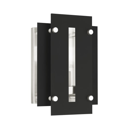Livex Lighting Utrecht Single Light 10" Tall Outdoor Wall Sconce Black with Brushed Nickel Accents