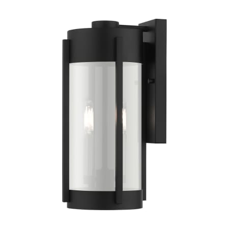 Livex Lighting Sheridan 2 Light 16" Tall Outdoor Wall Sconce Black with Brushed Nickel Candles