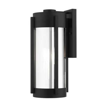 Livex Lighting Sheridan 3 Light 19" Tall Outdoor Wall Sconce Black with Brushed Nickel Candles