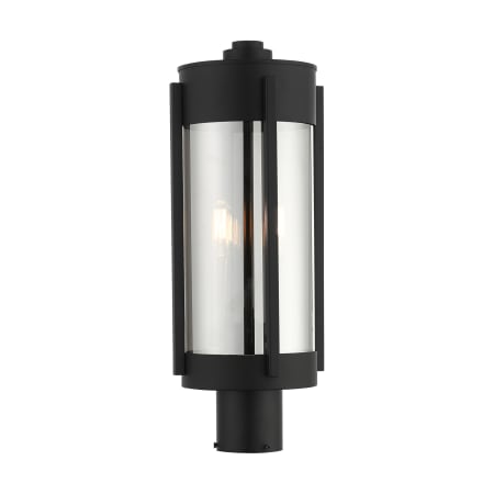 Livex Lighting Sheridan 2 Light 19" Tall Post Light Black with Brushed Nickel Candles