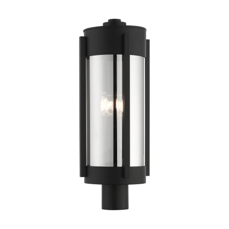 Livex Lighting Sheridan 3 Light 22" Tall Post Light Black with Brushed Nickel Candles