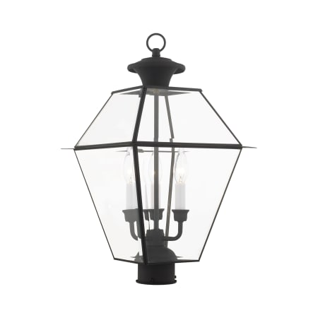 Livex Lighting Westover 3 Light 22" High Outdoor Single Head Post Light with Clear Glass Shade Black