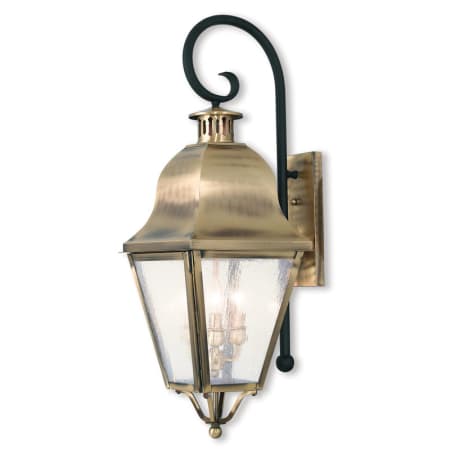 Livex Lighting Amwell 3 Light 30-1/2" High Outdoor Wall Sconce Antique Brass