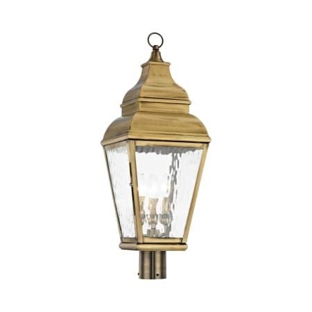 Livex Lighting Exeter 3 Light 28" Tall Post Light Antique Brass
