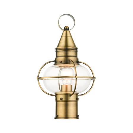Livex Lighting Newburyport 15" Tall Outdoor Single Head Post Light Antique Brass