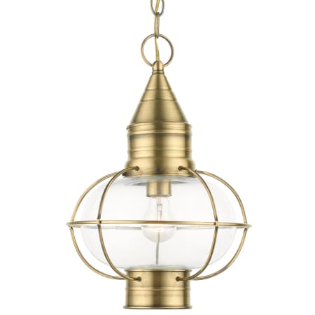 Livex Lighting Newburyport 11" Wide Outdoor Pendant Antique Brass