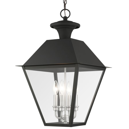 Livex Lighting Mansfield 4 Light 15" Wide Outdoor Taper Candle Pendant Black