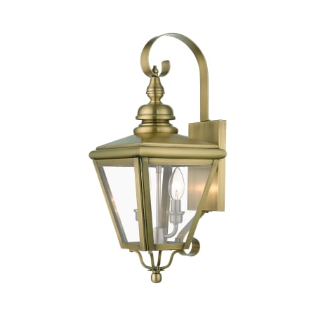 Livex Lighting Adams 2 Light 22" Tall Outdoor Wall Sconce Antique Brass / Brushed Nickel