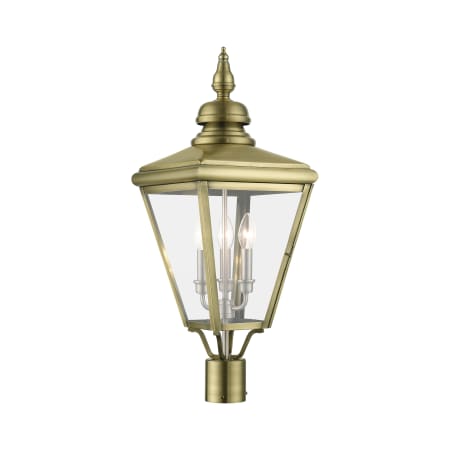 Livex Lighting Adams 3 Light 27" Tall Post Light Antique Brass / Brushed Nickel