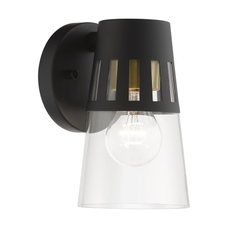 Livex Lighting Covington 8" Tall Outdoor Wall Sconce Black / Soft Gold