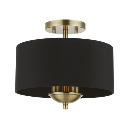 Livex Lighting Huntington 3 Light 12" Wide Semi-Flush Drum Ceiling Fixture Antique Brass