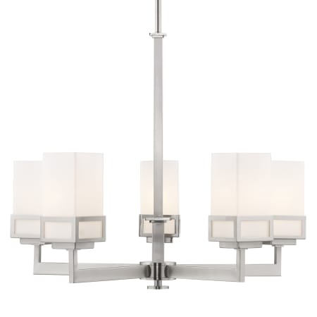 Livex Lighting Harding 5 Light 25" Wide Chandelier with Hand Blown Glass Shades Brushed Nickel