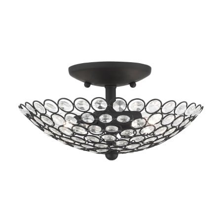 Livex Lighting Cassandra 2 Light 11" Wide Semi-Flush Bowl Ceiling Fixture Black