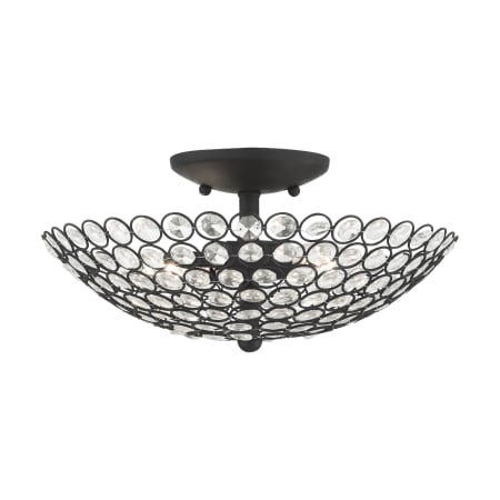 Livex Lighting Cassandra 2 Light 13" Wide Semi-Flush Bowl Ceiling Fixture Black